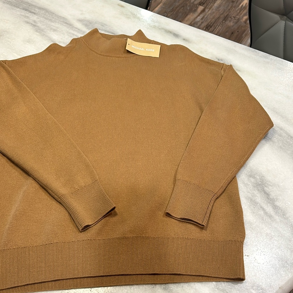 MICHAEL KORS Camel Single Cold Shoulder Sweater NWT, S